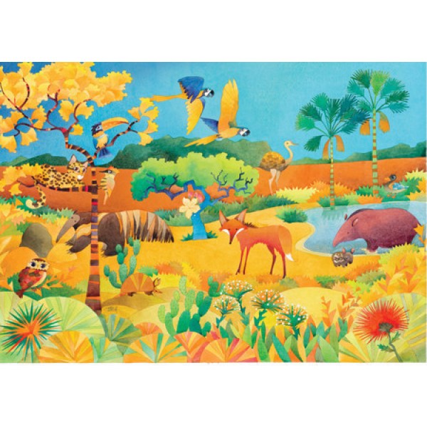 Quebra-Cabeça Guardiões da Natureza – 60 Pçs – Araquarela – Azul e Rosa