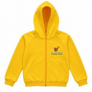 Casaco Canguru Moletom Felpado Escola Viva Infantil Amarelo (VENDA SOB ENCOMENDA ATÉ 30 DIAS ÚTEIS PARA ENTREGA)